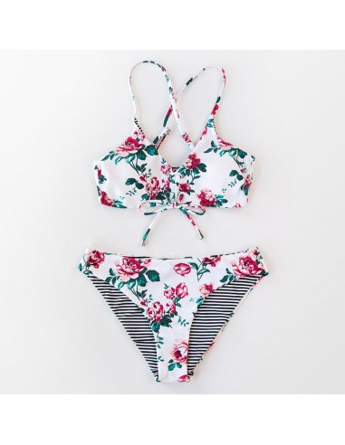 Maillot de bain blanc fleur rose 2 - 3 jours ouvrés.