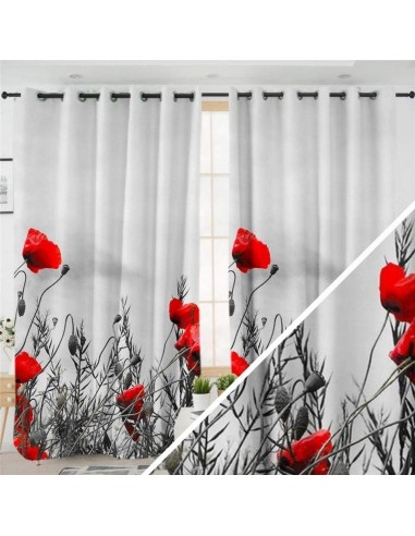 Rideaux gris coquelicots en ligne des produits 