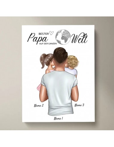 Meilleur papa du monde - Toile personnalisée (père avec enfants) votre restaurant rapide dans 