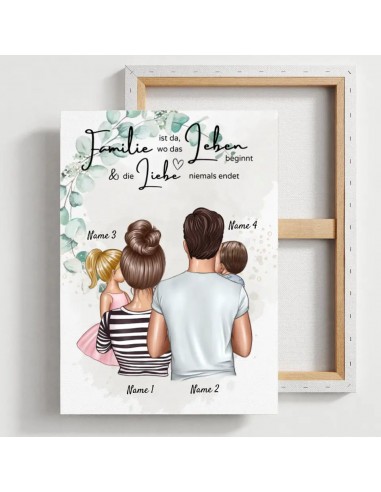 Où l'amour ne finit jamais - Toile personnalisée pour la famille (parents avec enfants) brillant des détails fins