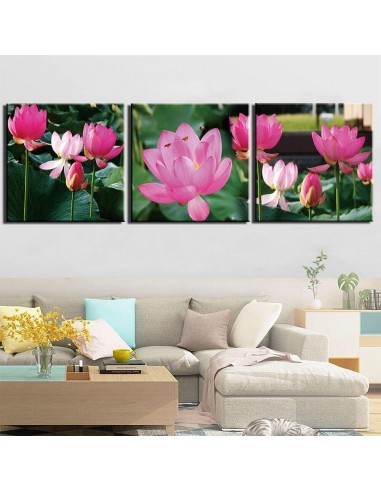 Tableau fleur de lotus rose en stock