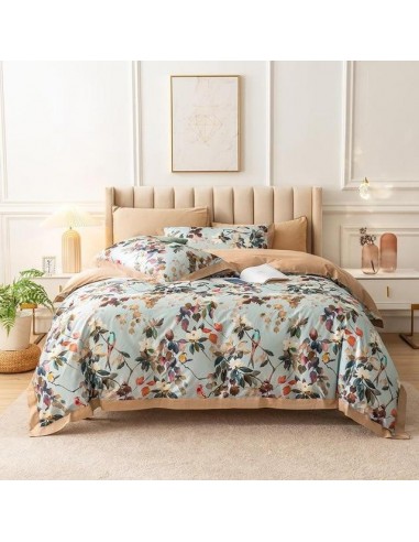 Housse de couette beige fleurs le concept de la Pate a emporter 