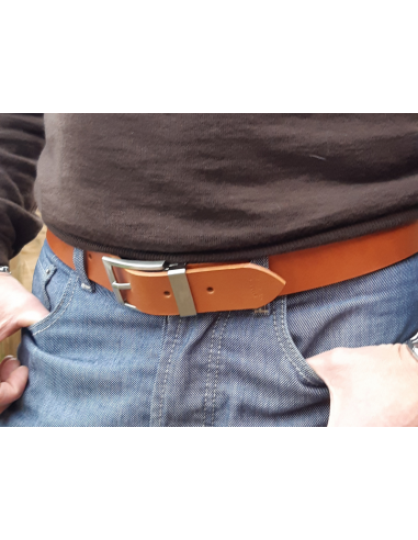 Ceinture en cuir Cognac Tannage Végétal sur le site 