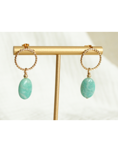 Boucles d'oreilles Pierre Amazonite pas cheres