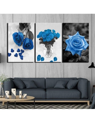 Tableau moderne fleurs bleues Comparez plus de prix