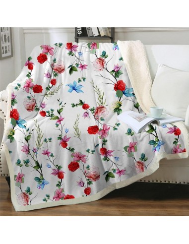 Couverture imprimé fleurs en linge